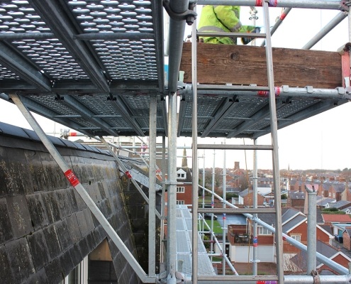 Heritage Scaffolding project with edge protection