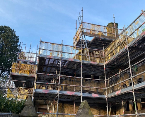 Residential Scaffolding for renovation project converting school to apartments