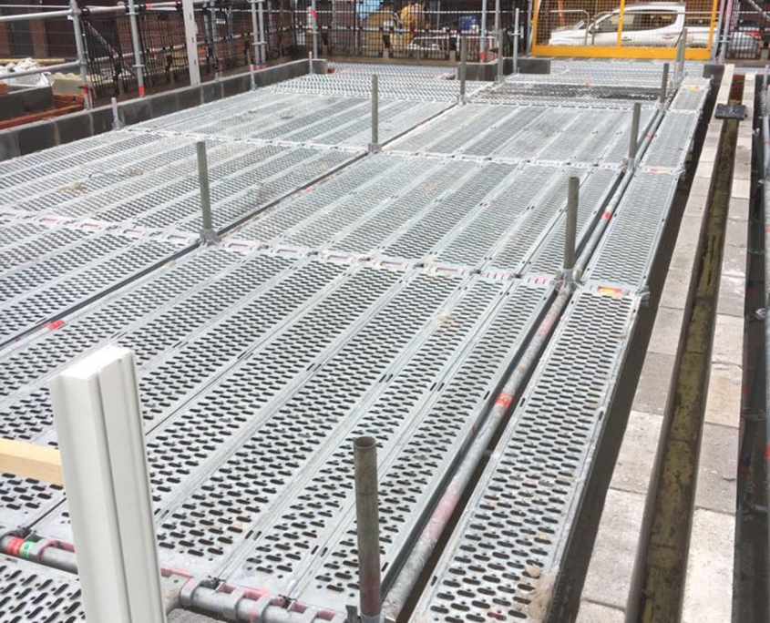 scaffold decks and internal scaffold on construction site