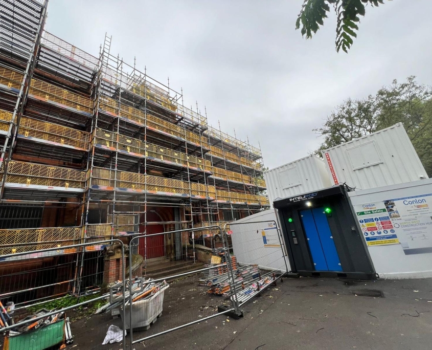 Scaffolding for the refurbishment of the Queens Park Museum in Harpurhey