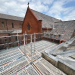 Scaffoldingfor roofing and refurbishment at Presentation Convent in Manchester