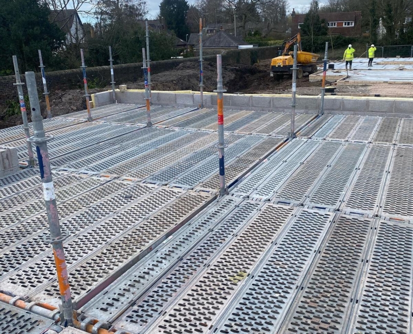 Scaffolding with platforms for new build housing development